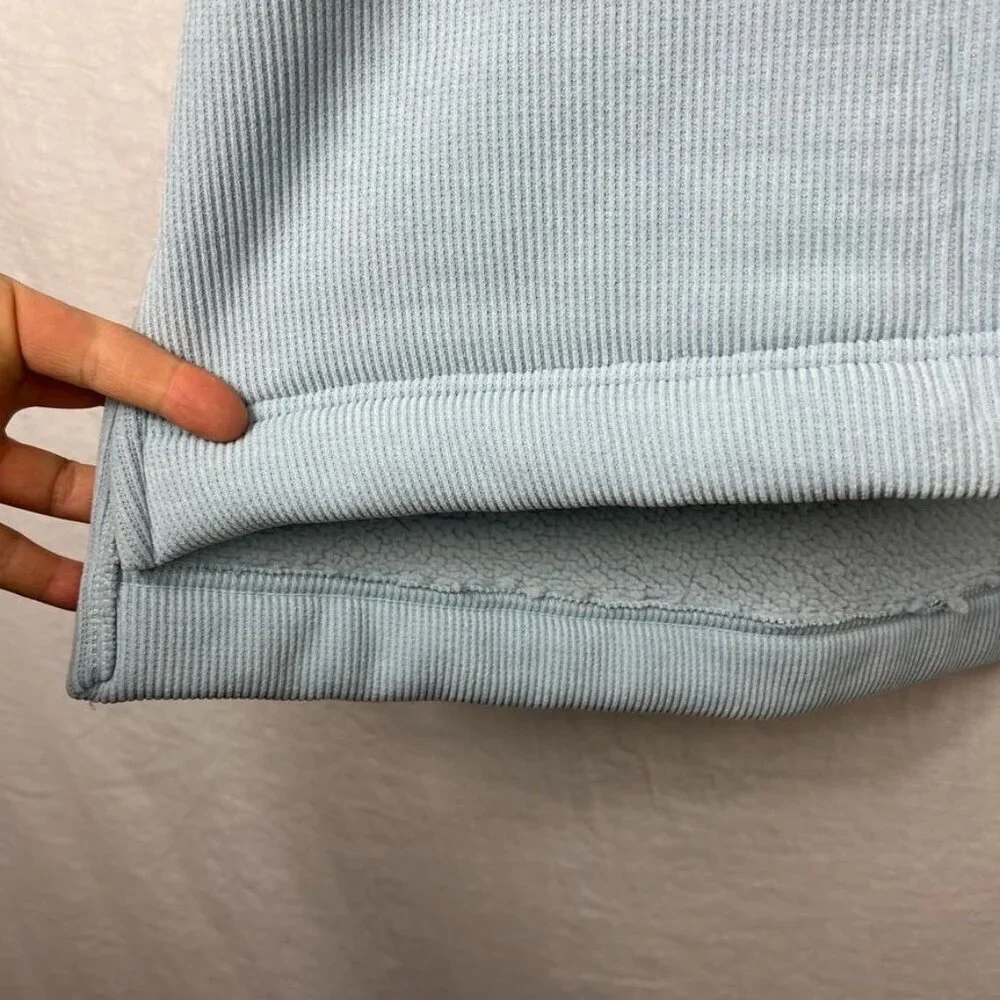 NEW Free People Mia Henley Sweatshirt Blue Womens XL Shawl‎ Collar Fleece Cozy